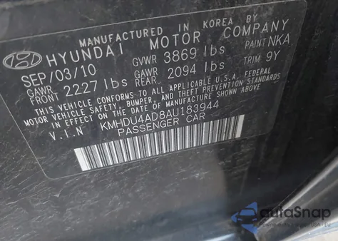 2010 Hyundai Elantra Se из США, поврежденный, VIN KMHDU4AD8AU183944